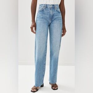 Reformation Abby High Rise Straight Jean Raw Edge Ankle Denim Pant Womens 23